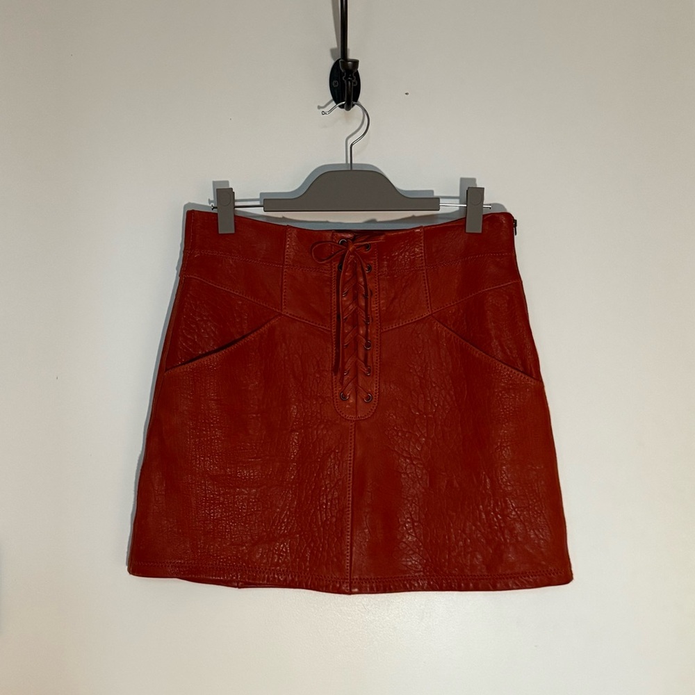 A.L.C. Lamb Leather Lace Up Mini Skirt